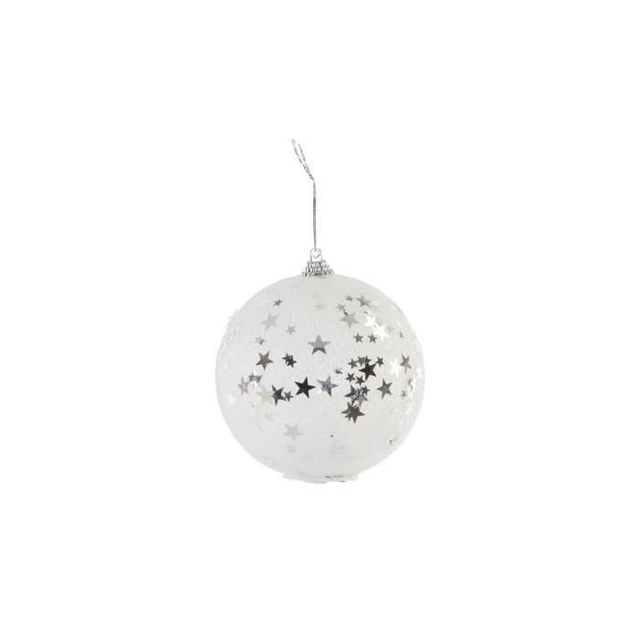 Boule de Noël lumineuse argenté en PVC Ř 10 cm