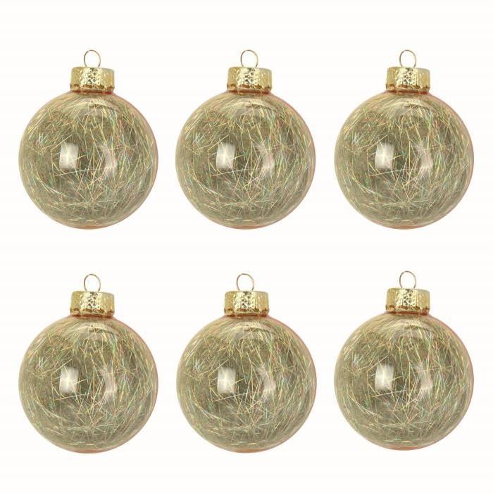 Lot de 6 Boules de Noël en verre Ř 6cm