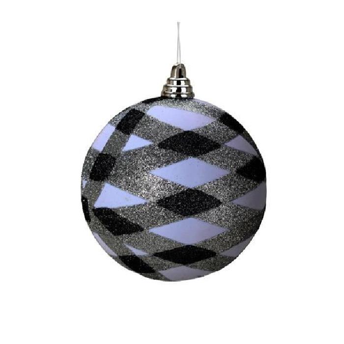 Boule de Noël avec paillettes blanc en PVC Ř 14 cm