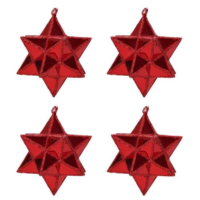 Lot de 4 Etoiles de Noël en PVC Rouge 7 cm