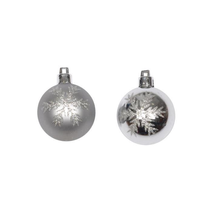 CODICO Set de 8 boules de noël diametre 4,5 cm argentée