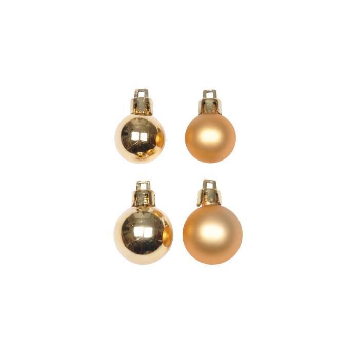 CODICO Set de 16 petites boules de noël 6xŘ3-10xŘ2,5 cm dorée