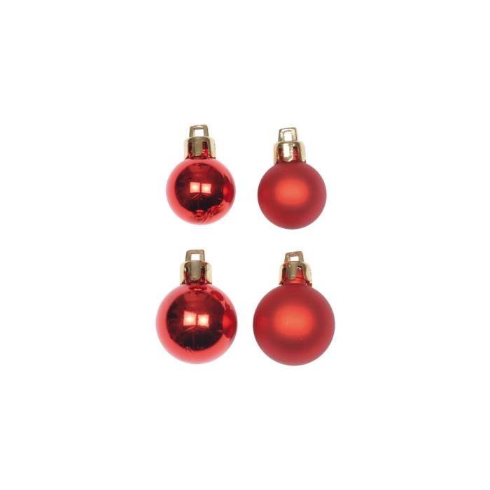 CODICO Set de 16 petites boules de noël 6xŘ3-10xŘ2,5 cm rouge