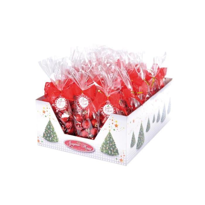 CODICO Set de 16 petites boules de noël 6xŘ3-10xŘ2,5 cm rouge