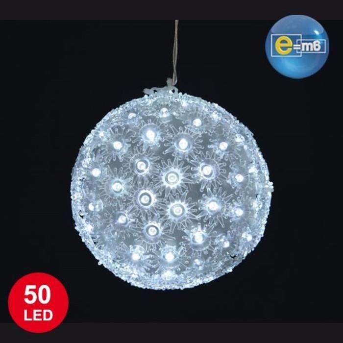 Boule lumineuse 50 LED diametre 10 cm blanche