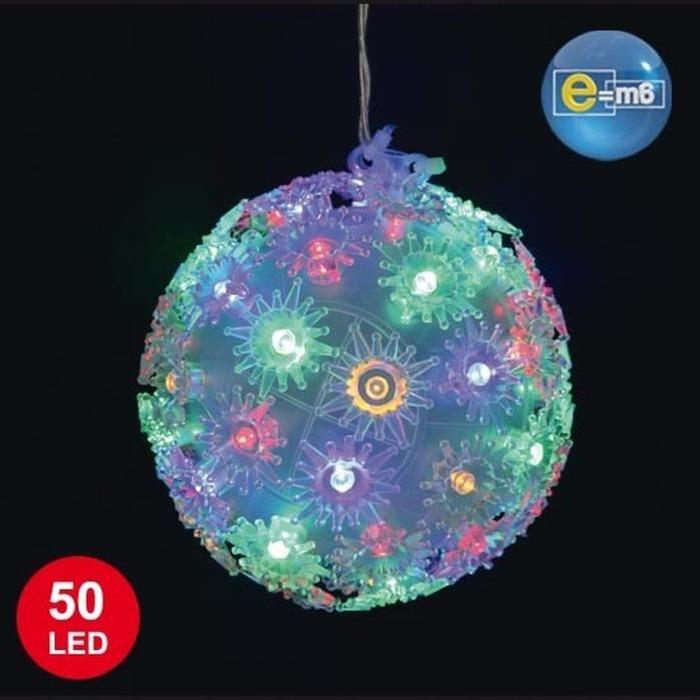Boule lumineuse 50 LED diametre 10 cm multicolore