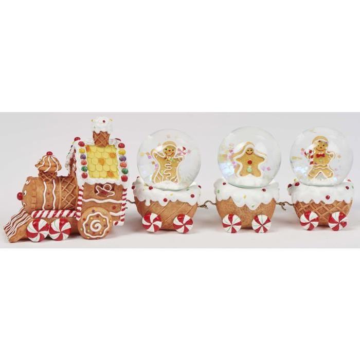 Train boules de neige Beige et blanc 8,5x24x5 cm