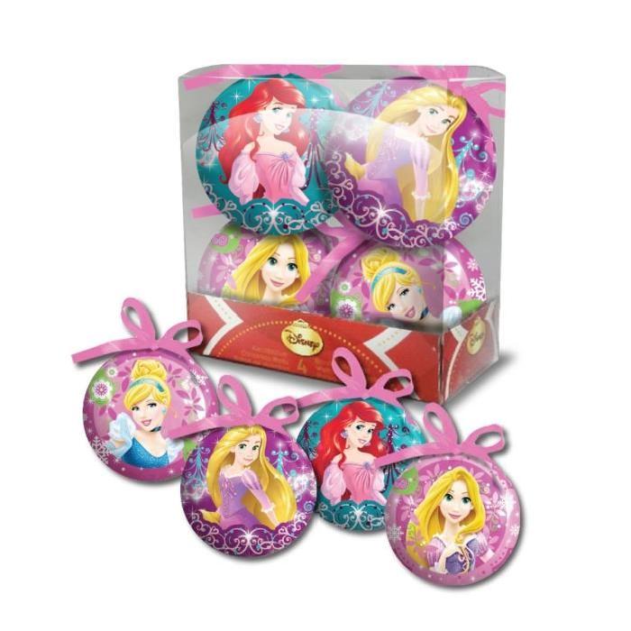 PRINCESSE Lot de 4 boules de noël 7,5 cm rose