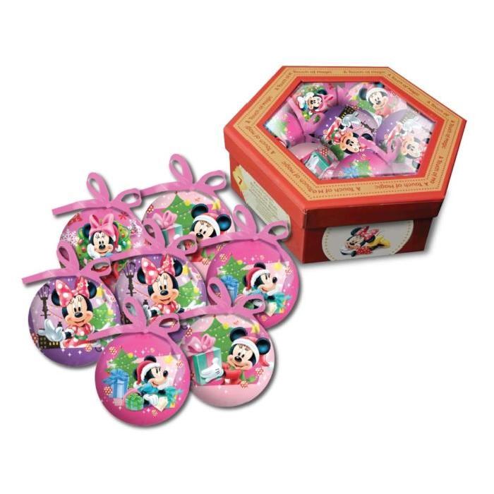 MINNIE Lot de 7 boules de noël 7,5 cm rouge