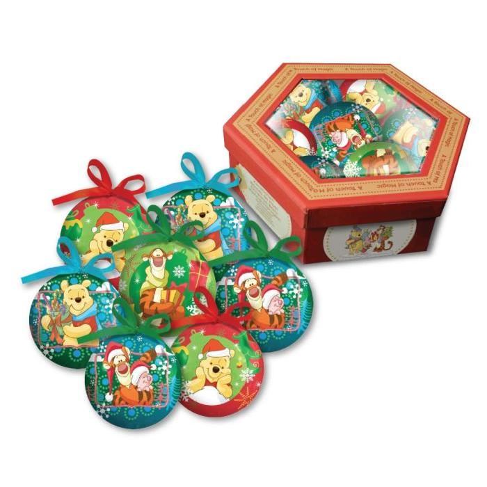 POOH Lot de 7 boules de noël 7,5 cm rouge et vert