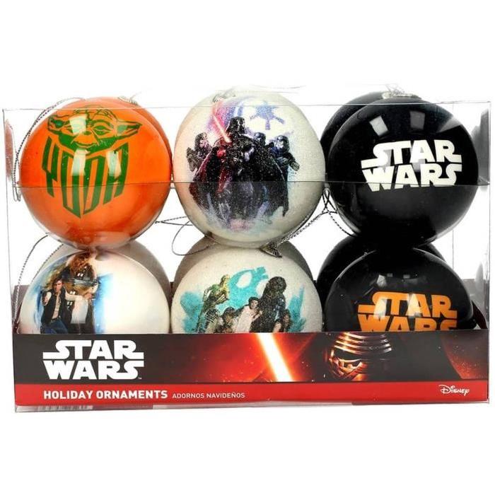 WTT STAR WARS Set de 12 Boule de Noel blanc, bleu et noir - Plastique - 6,5 x 6,5 x 6,5 cm