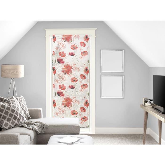 SOLEIL D'OCRE Paire Brise bise Coquelicot 70x200 cm - 100% polyester -imprimé