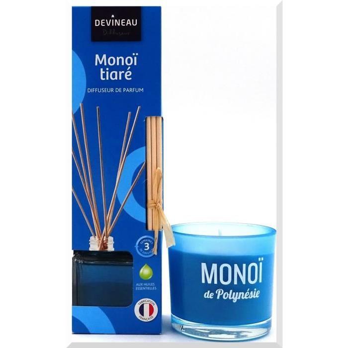 DEVINEAU Pack Diffuseur de parfum a froid + verre coloré - 50ml - Monoi Tiare
