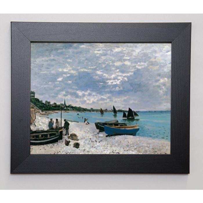 MONET CLAUDE Image encadrée La plage a Sainte Adresse Bleu