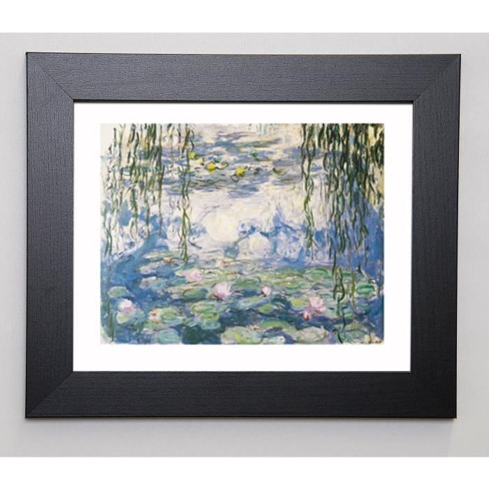 MONET CLAUDE Image encadrée Nymphéas et branches de saules 31x37 cm Bleu