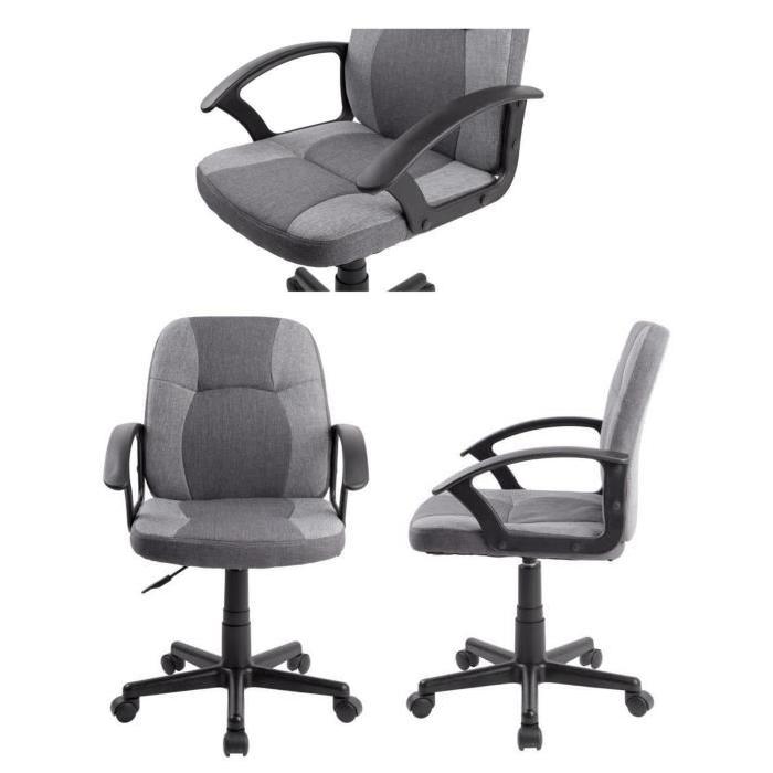 Ensemble Bureau asymétrique CAMPUS décor chene + fauteuil de bureau inclinable BASIC gris en métal revetu de polyester
