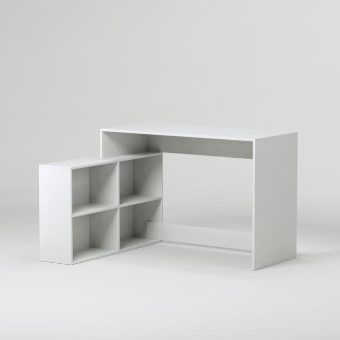 NAGANO Bureau d'angle contemporain blanc - L 100 cm