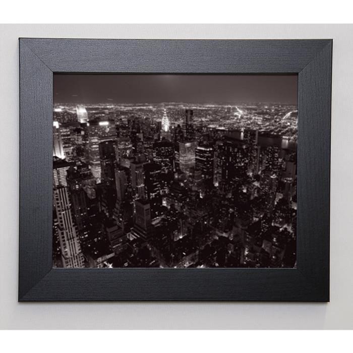 SETBOUN MICHEL Image encadrée Manhattan Est et le Queens 31x37 cm Gris