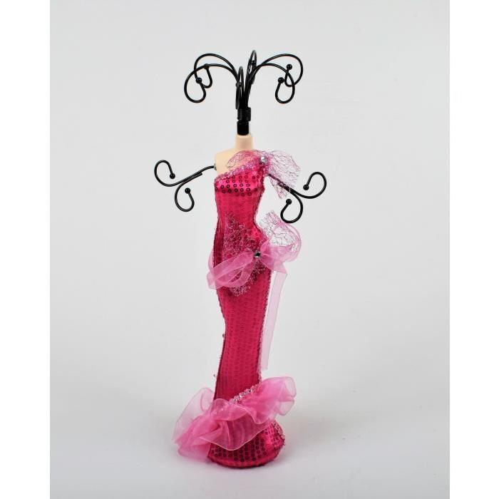 Porte bijoux Mannequin H.39cm Vert,fuchsia,noir