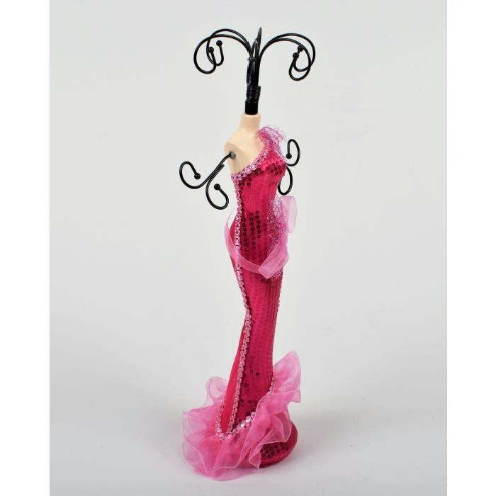 Porte bijoux Mannequin H.39cm Vert,fuchsia,noir