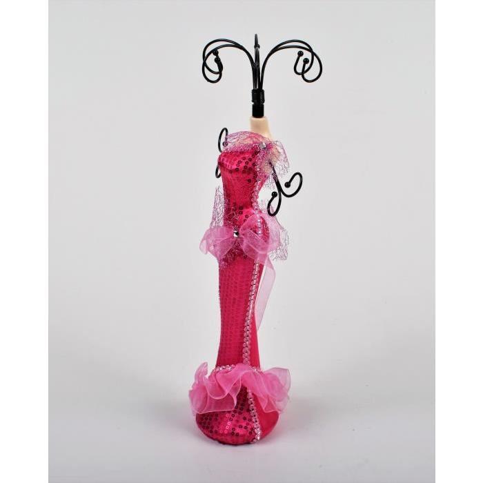 Porte bijoux Mannequin H.39cm Vert,fuchsia,noir