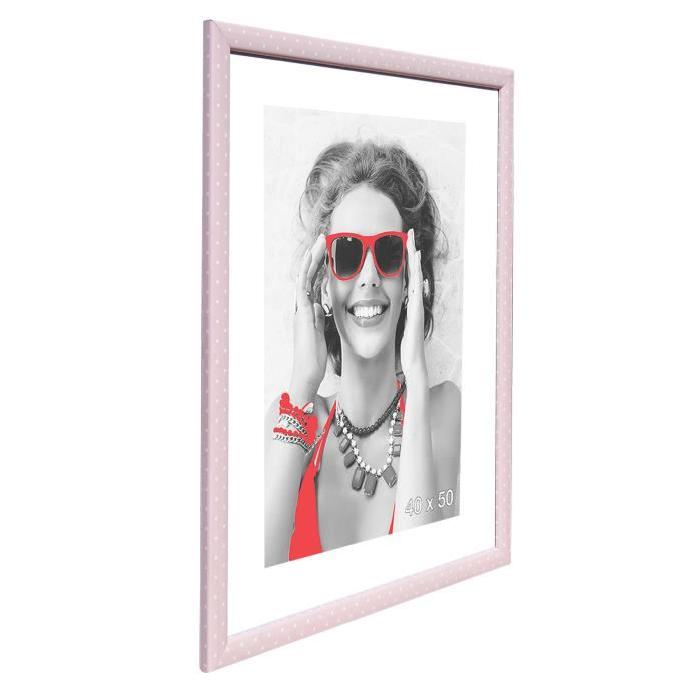 Cadre photo  -  Kids  -   40x50 - Rose pois moulure - 22x12mm