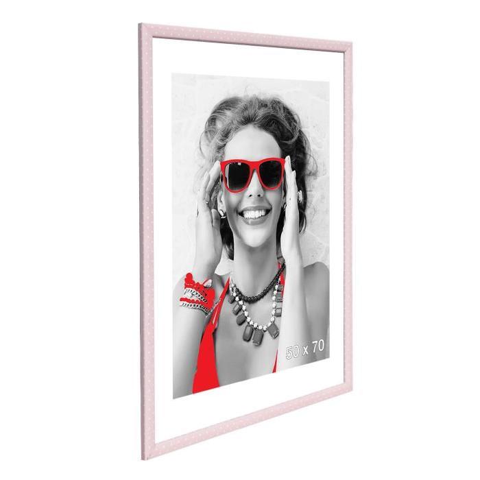 Cadre photo  -  Kids  -  50x70 - Rose pois moulure - 22x12mm