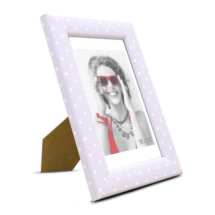 KID Cadre photo a pois 10x15 cm rose et blanc