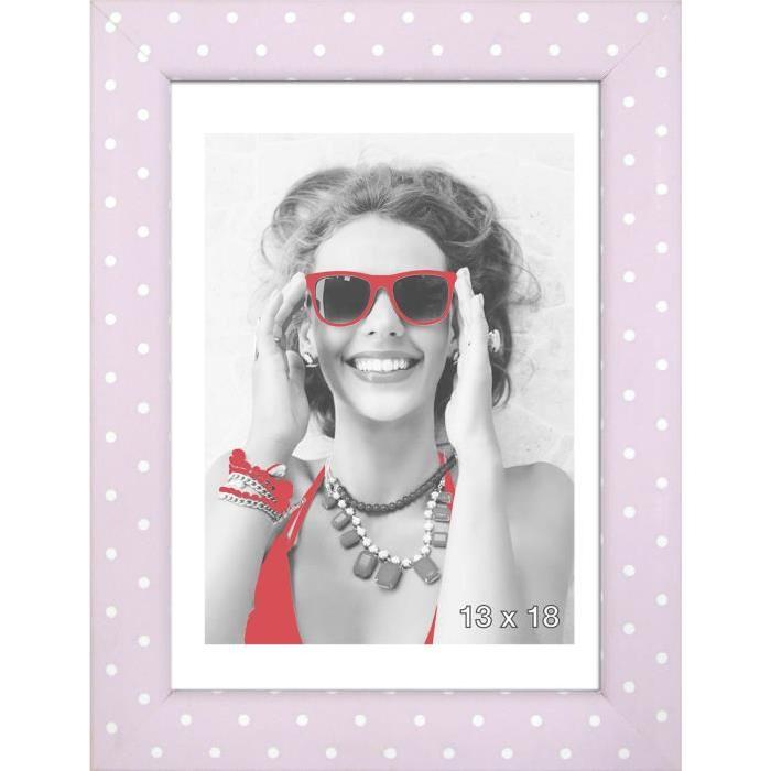 KID Cadre photo a pois 13x18 cm rose et blanc