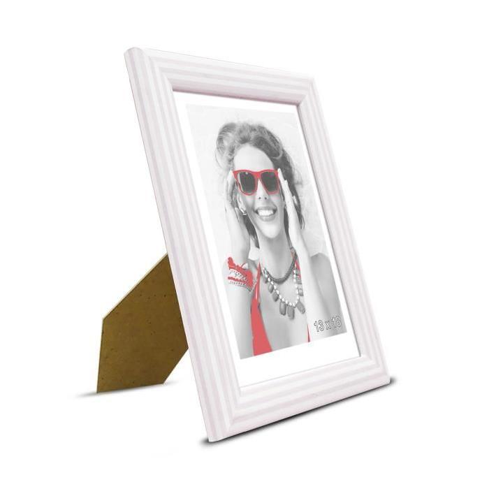 KID Cadre photo a rayures 13x18 cm rose et blanc