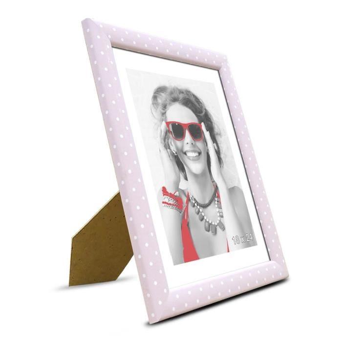 KID Cadre photo a pois 18x24 cm rose et blanc