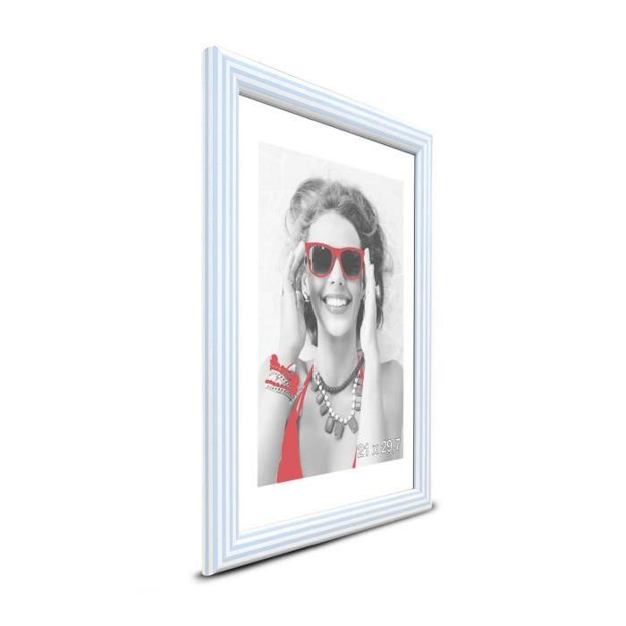 KID Cadre photo a rayures 21x29,7 cm bleu et blanc