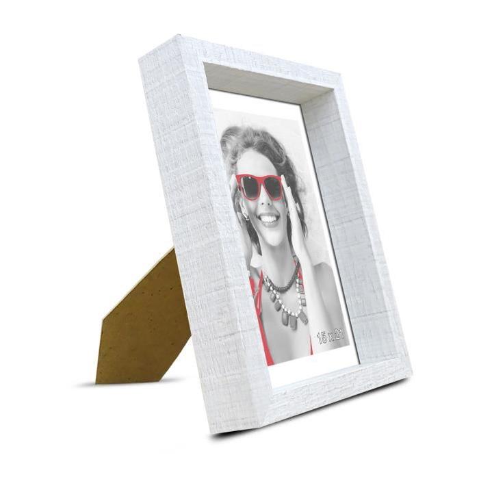 SCALLA Cadre photo moulure coffre 15x21 cm blanc