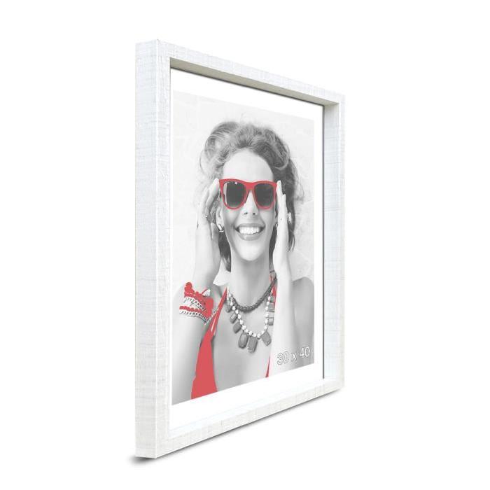 SCALLA Cadre photo moulure coffre 30x40 cm blanc