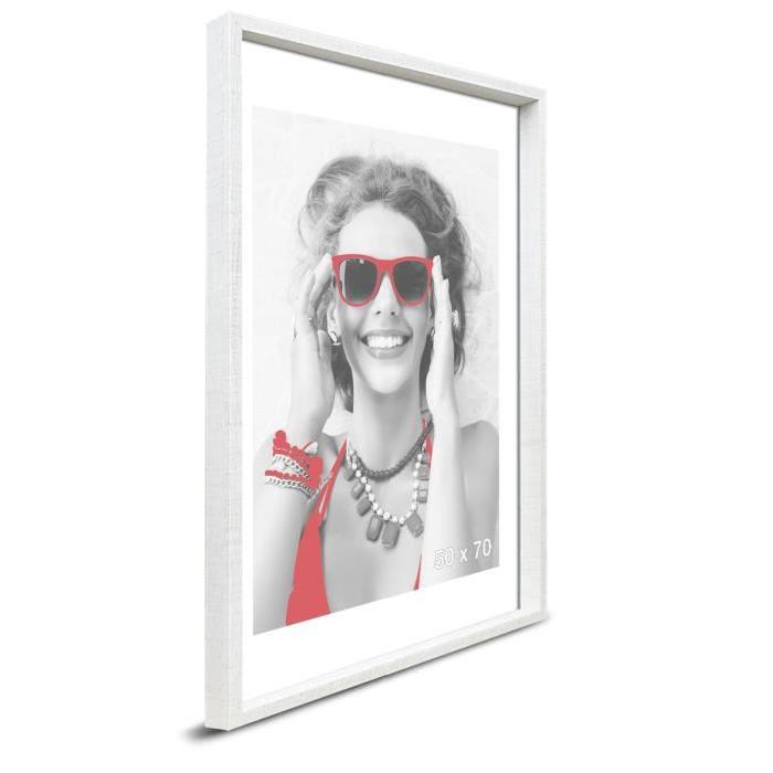 SCALLA Cadre photo moulure coffre 50x70 cm blanc