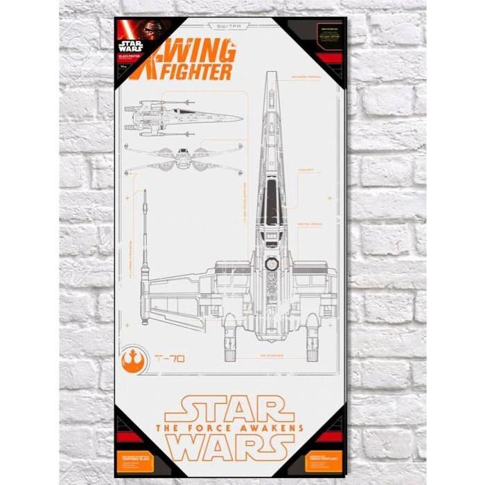 WTT STAR WARS EP7 Affiche X-Wing Blue Print Verre 30 x 60 cm