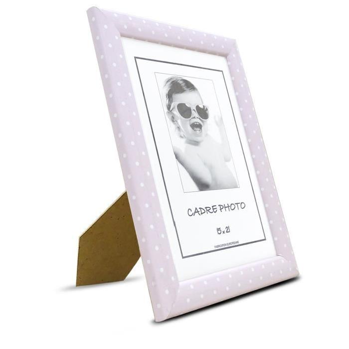 KID Cadre photo a pois 15x21 cm rose et blanc