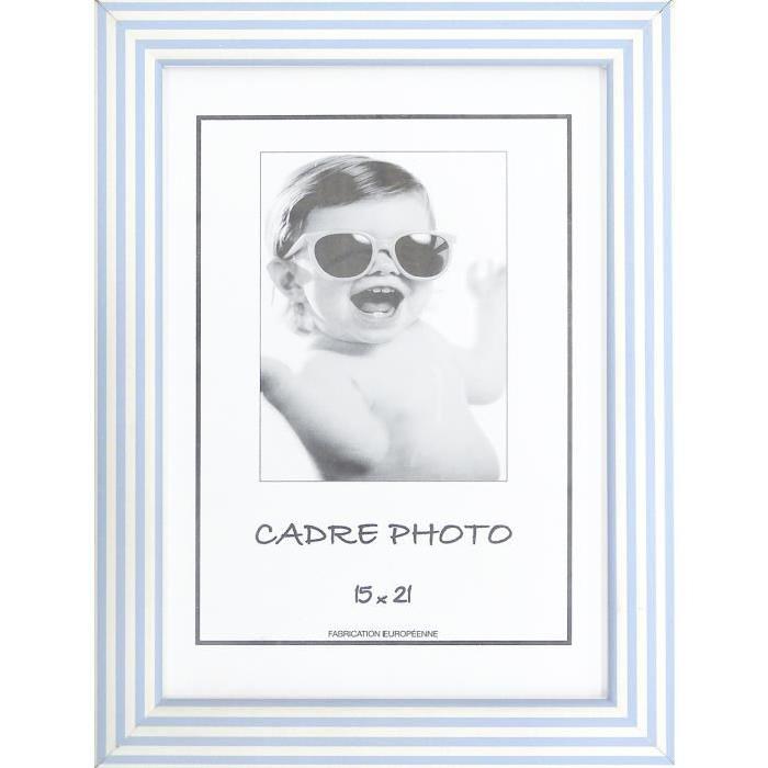 KID Cadre photo a rayures 15x21 cm bleu et blanc