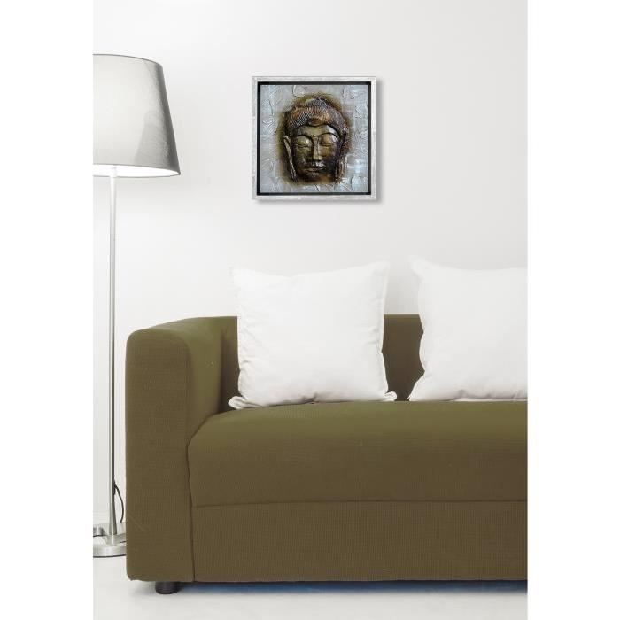 BOUDDHA Tableau déco Cadre coffre 33x33 cm beige