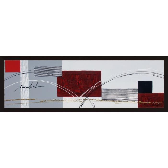 CUBO Tableau déco toile peinte encadrée 30x90 cm rouge