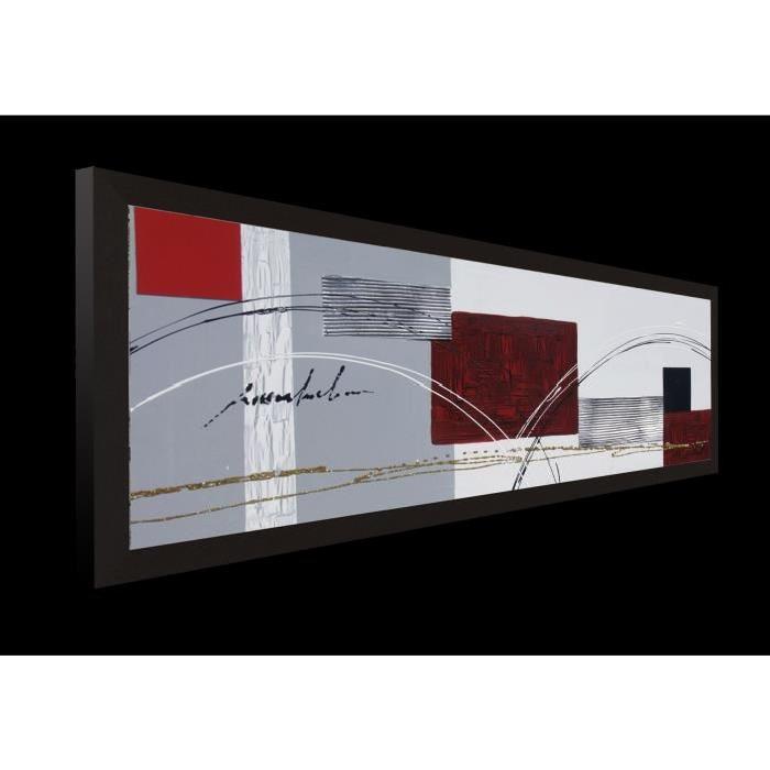 CUBO Tableau déco toile peinte encadrée 30x90 cm rouge