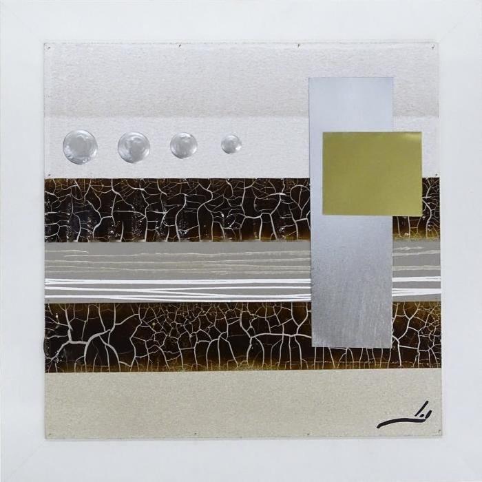 CUBO Tableau déco toile peinte encadrée 30x30 cm beige