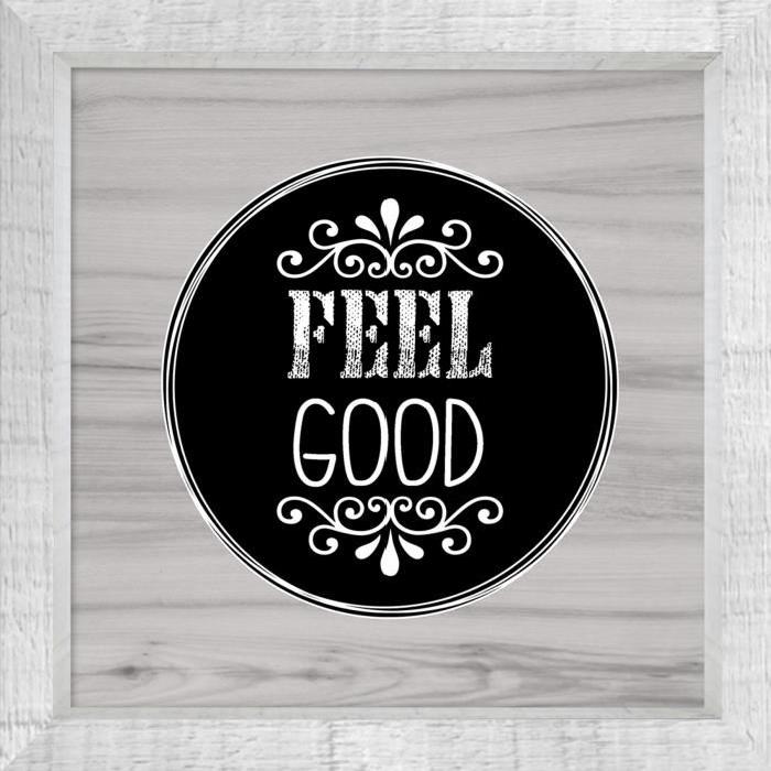 FEEL GOOD Tableau déco encadré 21x21 cm noir