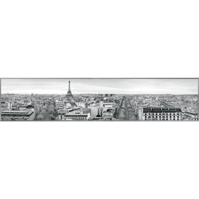 PARIS Tableau déco 25x120 cm noir et blanc