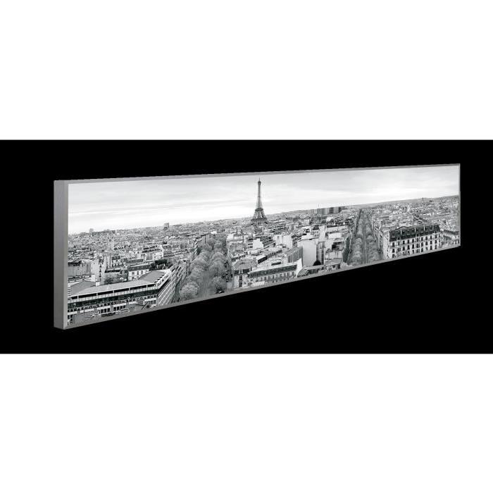 PARIS Tableau déco 25x120 cm noir et blanc