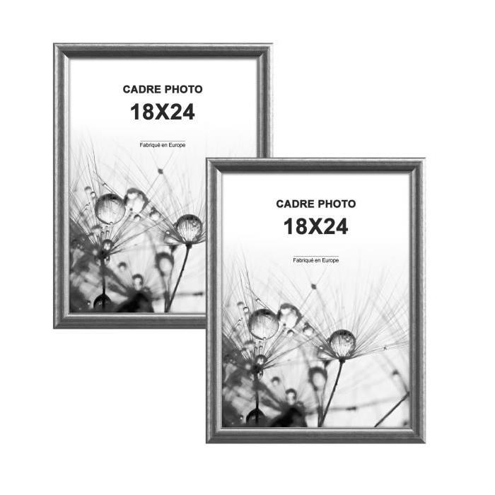 MODENA Lot de 2 cadres photos 18x24 cm Argent s...