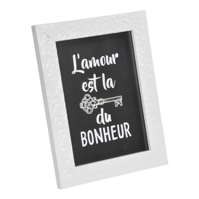 Cadre photo Clef Du Bonheur - 24x30 cm - Martelle - Blanc