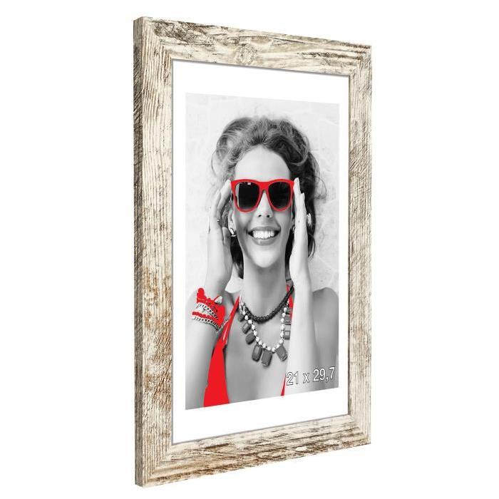 Cadre photo Paris - 21x29,7 - Gris / Blanc - Moulure 28x12mm