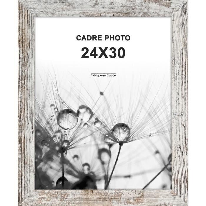 Cadre photo Paris - 24x30 - Gris / Blanc - Moulure 28x12mm