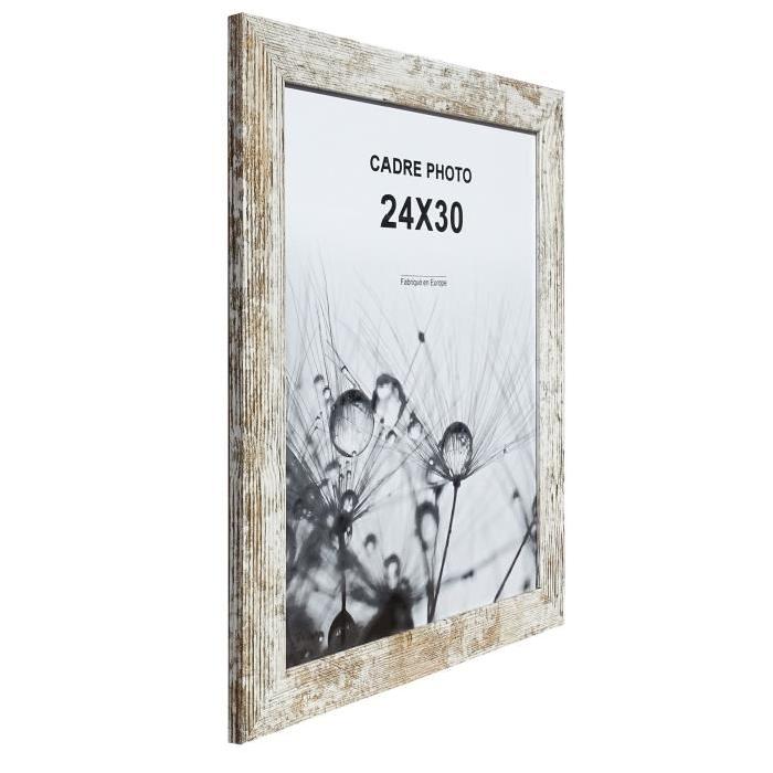 Cadre photo Paris - 24x30 - Gris / Blanc - Moulure 28x12mm